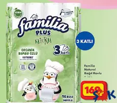 FAMİLİA NATURAL KAĞIT HAVLU 16'LI 3 KATLI FAMİLİA NATURAL KAĞIT HAVLU 16'LI 3 KATLI